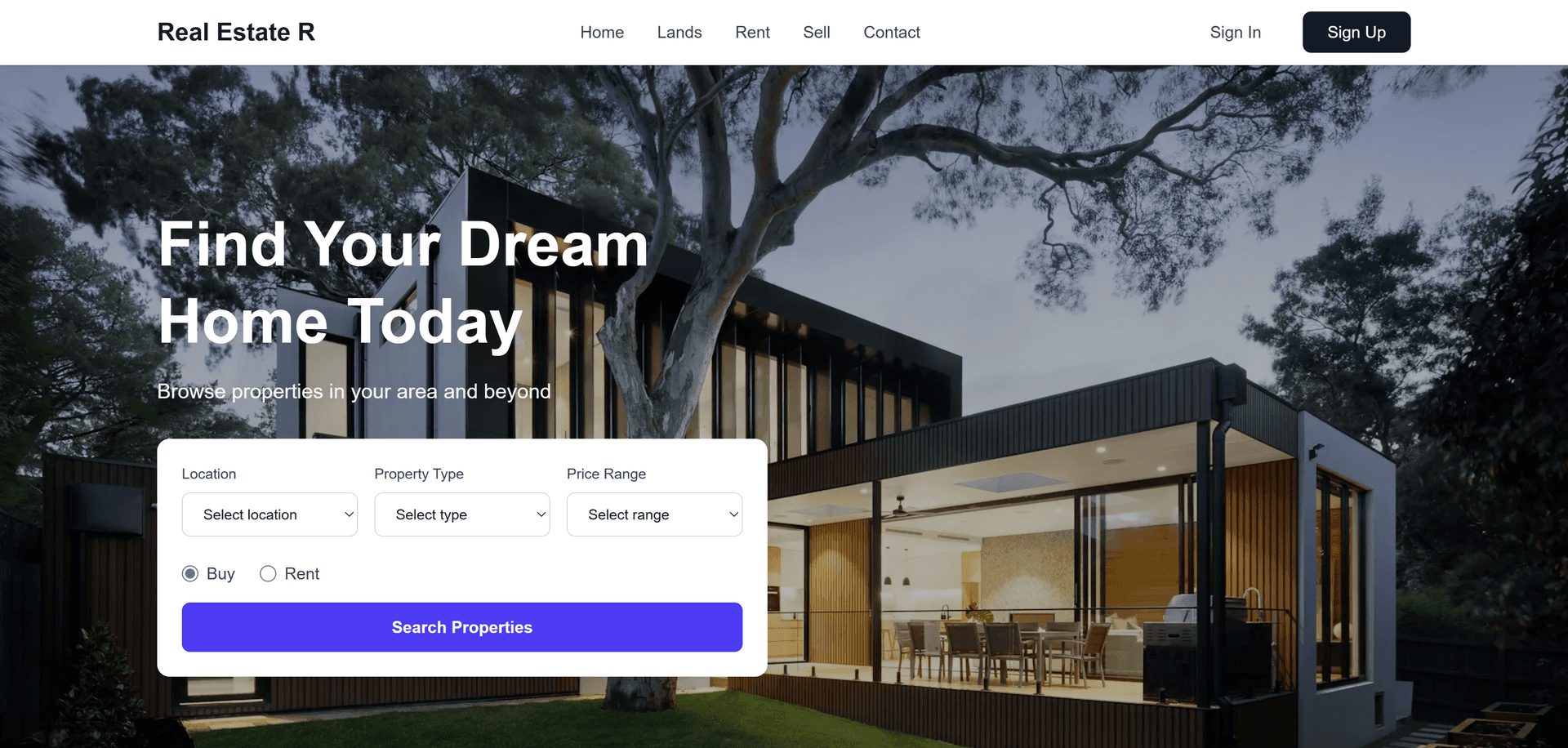 Real Estate website screenshot