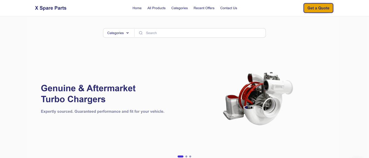 Picture of our beautiful Spare Parts website.